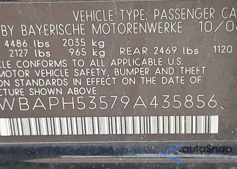 2009 BMW 328I z USA, uszkodzony, nr VIN WBAPH53579A435856